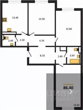 3-к кв. Воронежская область, Воронеж ул. Загоровского, 5/3 (86.4 м)