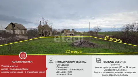 Участок в Крым, Сакский район, Лесновское с/пос, Дружба СНТ  (5.45 ...