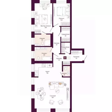 3-к кв. Нижегородская область, Нижний Новгород ул. Тургенева (94.6 м)