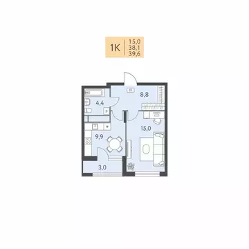 1-к кв. Пермский край, Пермь ул. Левченко, 8 (39.6 м)