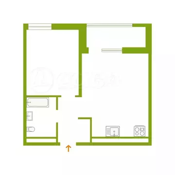 1-комнатная квартира: Тюмень, Заполярная улица, 3 (42.2 м)