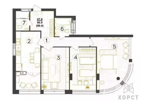 3-комнатная квартира: Ставрополь, Ленинский район, микрорайон № 2, ...
