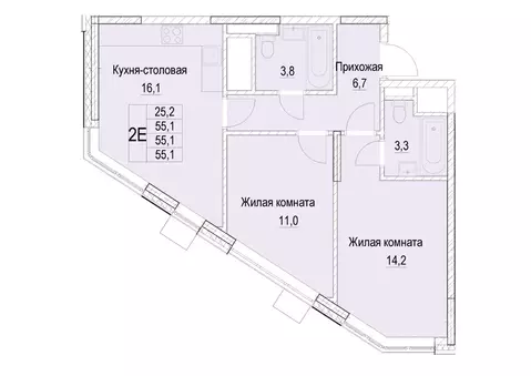 2-к кв. Московская область, Мытищи ул. Академика Каргина, 26А (55.1 м)