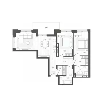 2-к кв. Алтайский край, Барнаул Жилплощадка мкр,  (91.53 м)