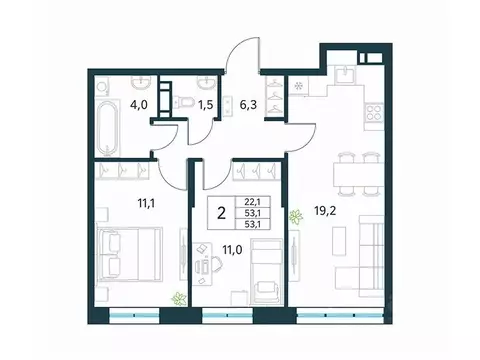 2-к кв. Забайкальский край, Чита Хороший мкр,  (53.1 м)