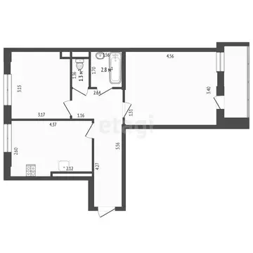 2-комнатная квартира: Тюмень, Обдорская улица, 3 (51 м)
