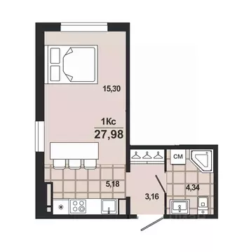 1-к кв. Алтайский край, Новоалтайск  (27.98 м)