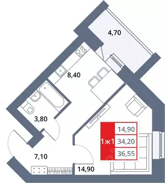 1-к кв. Башкортостан, Октябрьский 33-й мкр,  (36.55 м)