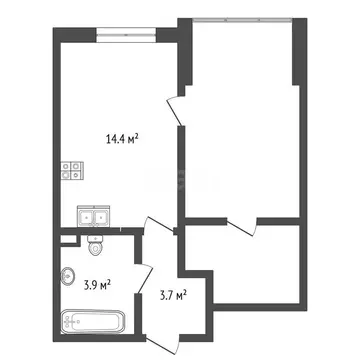 1-комнатная квартира: Тюмень, улица Сергея Свиридова, 5 (38.6 м)