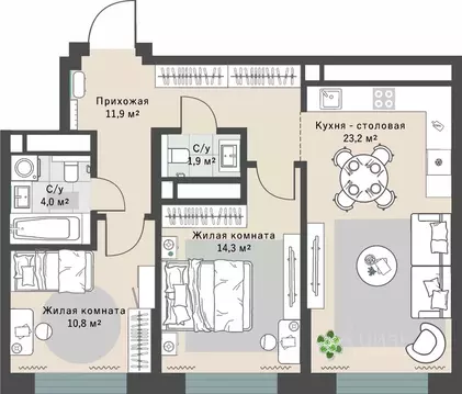2-к кв. Свердловская область, Екатеринбург Эльмаш жилрайон, Изумрудный ...