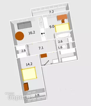 3-к кв. Башкортостан, Уфа ул. Мечтателей, 8 (71.3 м)