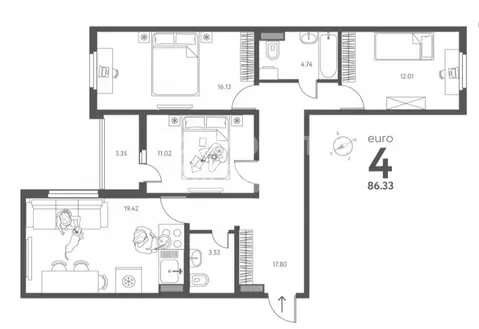 3-к кв. Липецкая область, Липецк ул. Перова, 2Д (86.33 м)