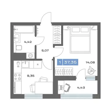 1-к кв. Тюменская область, Тобольск пер. Радищева, 17 (37.35 м)