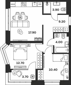 2-к кв. Тульская область, Тула ул. Михеева (61.8 м)