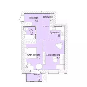 2-к кв. Алтайский край, Барнаул ВРЗ мкр, бул. 9 Января (55.2 м)