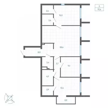 3-к кв. Свердловская область, Екатеринбург ул. Вильгельма де Геннина, ...