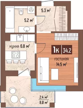 1-к кв. Калининградская область, Светлогорск Парковый жилой комплекс, ...