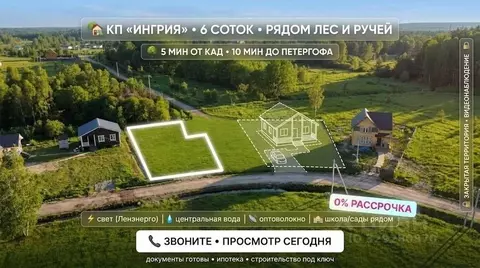Участок в Ленинградская область, Ломоносовский район, Низинское с/пос, ...