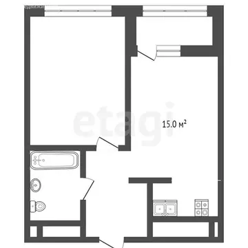 1-комнатная квартира: Тюмень, улица Первооткрывателей, 9 (37 м)