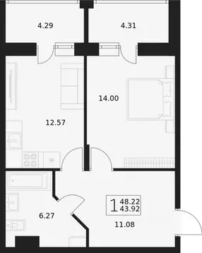 1-к кв. Брянская область, Брянский район, Снежское с/пос, пос. Путевка ...