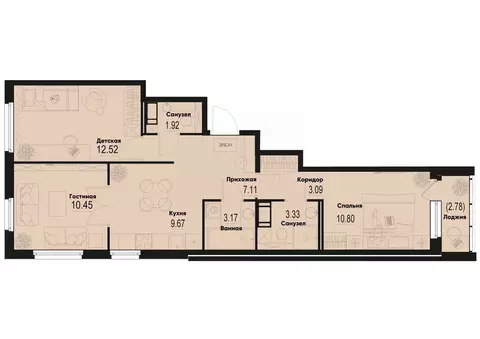 3-к кв. Ленинградская область, Мурино Всеволожский район,  (63.45 м)