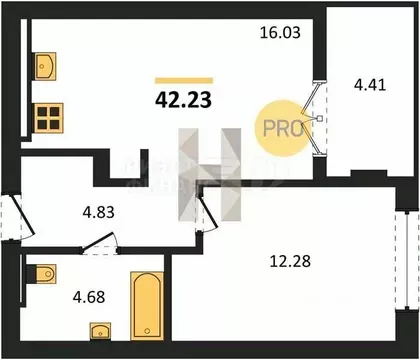 1-к кв. Калининградская область, Гурьевск Включи жилой комплекс (47.1 ...