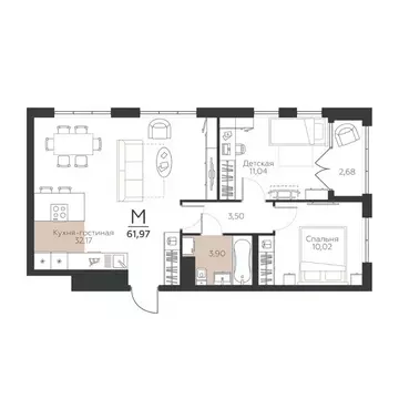 2-к кв. Тульская область, Тула городской округ, пос. Молодежный 10А ...