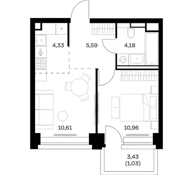 1-к кв. Москва Нова жилой комплекс, к2 (36.7 м)