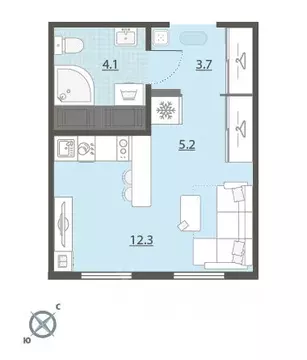Студия Свердловская область, Екатеринбург Широкая Речка мкр, Меридиан ...