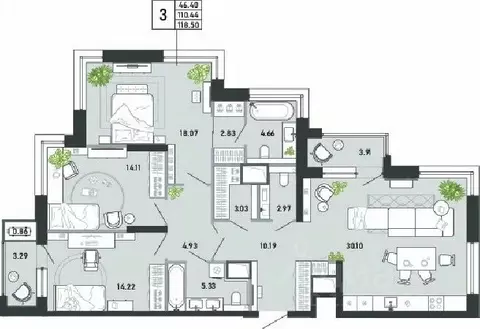 3-к кв. Тульская область, Тула ул. Фридриха Энгельса, 74 (118.5 м)