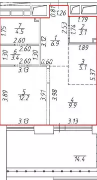 2-комнатная квартира: Санкт-Петербург, улица Помяловского, 3 (45.1 м)