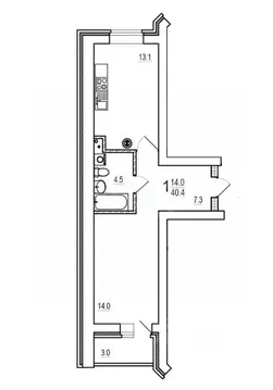 1-к кв. Тверская область, Тверь бул. Гусева, 62 (40.4 м)