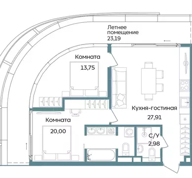3-комнатная квартира: Республика Крым, Саки, курортный кластер Темпо ...