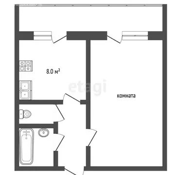 1-комнатная квартира: село Липицы, 31 (32.7 м)