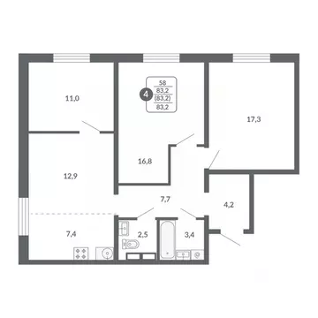 4-к кв. Кировская область, Киров ул. Потребкооперации, 34 (83.2 м)