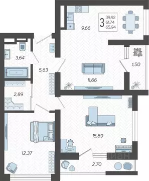 3-к кв. Краснодарский край, Сочи Бытха мкр, ул. Ясногорская, 16/2к3 ...