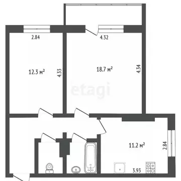 2-к кв. Ханты-Мансийский АО, Сургутский район, Белый Яр пгт ул. ...
