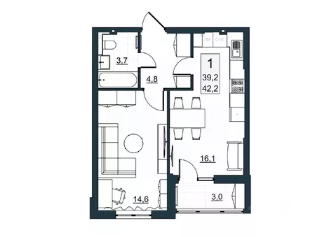 1-к кв. Саратовская область, Саратов ул. Имени Евгения Долгина, 6 ...
