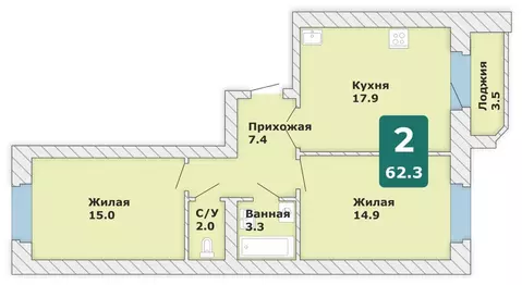 2-к кв. Чувашия, Чебоксары Новый Город мкр, Время жить жилой комплекс ...
