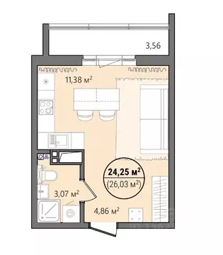 1-к кв. Челябинская область, Челябинск ул. Труда, 15 (27.81 м)