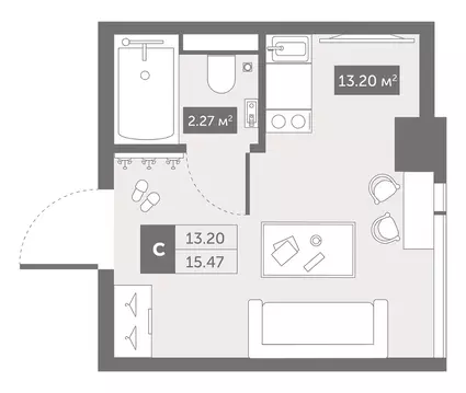 Студия Санкт-Петербург ул. Матроса Железняка, 1А (31.58 м)