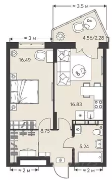 1-к кв. Пензенская область, Пенза Ньютон жилой комплекс (51.87 м)