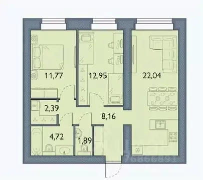 2-к кв. Брянская область, Брянский район, пос. Мичуринский, ...