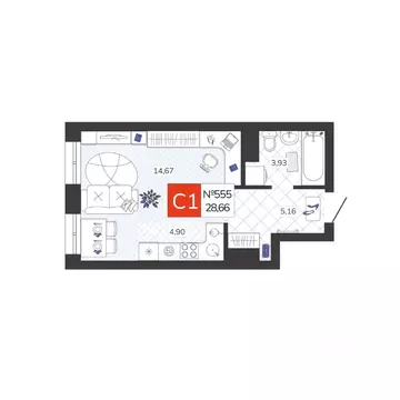 Студия Тульская область, Тула Мясново мкр, Желания жилой комплекс ...