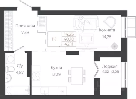 1-к кв. Алтай, Майминский район, с. Майма ул. Энергетиков (42.11 м)