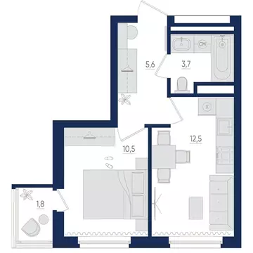 1-к кв. Башкортостан, Уфа бул. Яркий (33.2 м)