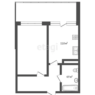 1-комнатная квартира: Тольятти, Московский проспект, 55 (37 м)