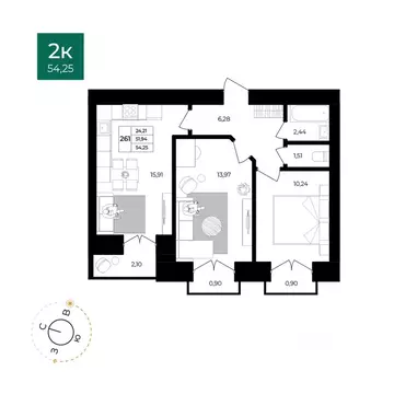 2-к кв. Ярославская область, Ярославль Северный жилрайон, 15-й мкр, ...