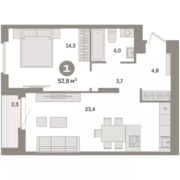 1-комнатная квартира: Екатеринбург, жилой район Сортировочный, ...