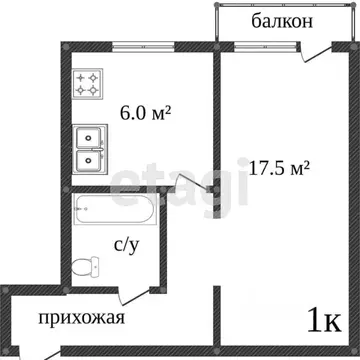 1-к кв. Костромская область, Кострома Лавровская ул., 6 (31.0 м)